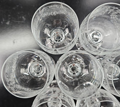 7 Import Assoc Cascade Wine Glass Set Vintage Floral Etch Cut Stemware Retro Lot