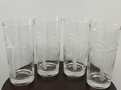Set of 4 Etched Palm Tree Tall Highball Glasses by Rolf 🌴 Photos Coming