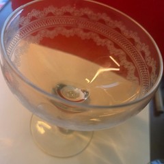 Set of 6 Vtg Fostoria Needle Etched Cloverleaf Sherbet/Champagne Glasses