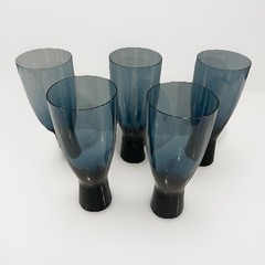 MCM Imperial Glass – Ohio Reflection Blue Set Of 5 Iced Tea Glasses 8″