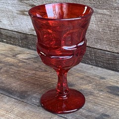 Fostoria Water Glass Goblet Argus Ruby Red Pattern 6.5”T Vtg Glassware