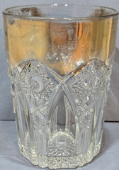 2 Early American Patterned Glass (EAPG) Tumbler, Gold Rimmed, Different Patterns