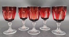 Cristal D’Arques Durand Red Gothic Cordial Glasses 3.25″ France Set of 5