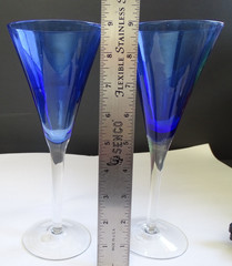 Vintage Cobalt Blue Champagne Glasses, Set of 2, Mid Century Stemware 8 7/8″