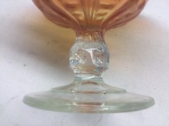 Dugan Coin Spot Carnival Glass Marigold Ruffled Edge Compote