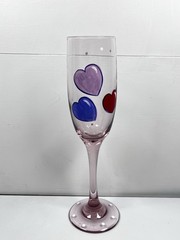 Vintage Hand paint 8.75” Champagne Flute Light Pink/Purple Tint