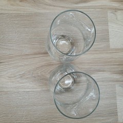 Set of 2 Crystal Polish Krosno Pilsner Beer Glasses with Bubble Base, Heavy Base