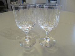 2 FOSTORIA WESTMINSTER 6 3/8″ CRYSTAL WATER GOBLETS 1959-1972 STEM 6083 CUT 872