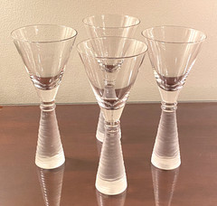 Z Gallerie Textured Glass Frosted Stem WINE MARTINI Glasses 8 1/4″ Tall Set of 4