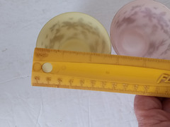 WILLIAM MEIER Half Rocks Glasses 2 Frosted PINK YELLOW Cocktail Glass SIGNED