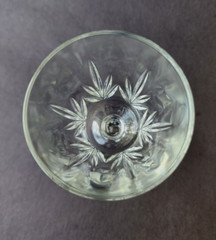 Pair Vintage French Crystal Clear Glass Water Goblet 100ml Stemware Signed 5″