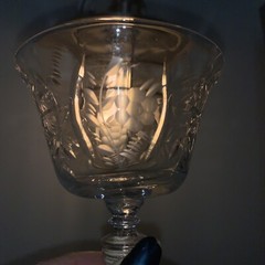 vtg optic cocktail glass laurel leaf floral cutouts multi ringed stem