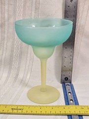 Libbey Ka-Dinks Frosted Pastel Colored Margarita Glass Blue green Yellow