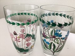 SET OF 4 PORTMEIRION BOTANIC GARDEN HAND PAINTED TUMBLERS GLASSES 19.5 OZ
