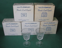 Lot of 10 W.M. Dalton French 24% Lead Crystal Unit No. 2 Wine Glasses (10) Boxes