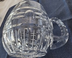 Beer Stein 1 Pt. Tankard Made Of Clear Cut Lead Crystal with Handle Vintage