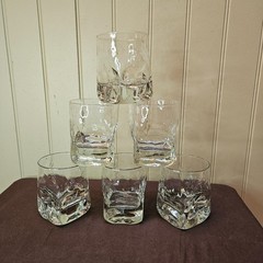 6 Mikasa Quartz Executive Double Old Fashioned Whiskey Glasses 4” Heavy Block