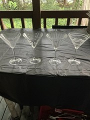 MIKASA CHEERS Martini Glasses, Etched Crystal Stem Set Of 4 Beautiful! 7.5″ Tall