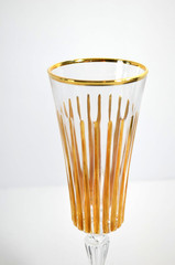 CC ZECCHIN Italian Murano Glass Gold Gilt Champagne Flutes Set Of 2