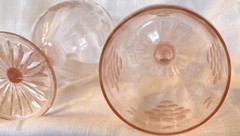 Pink Grape Etched Wine Set Of 3 Glasses Beveled 9 Oz Stem Goblet Vtg Crystal Lot