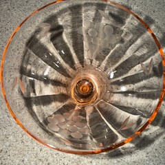 Delicate Vtg Etched depression glass champagne coup or sherbet dish light pink