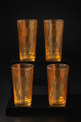 Jeannette Hex Optic Honeycomb Gold Iced Tea Glasses 6.375” – Set of 4