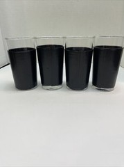 Vintage Libbey Black Faux Leather Wrapped 8 Oz Whiskey Juice Glasses Set of 4