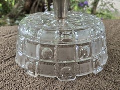 Vintage Crystal Clear Compote Stemmed Crystal Candy Dish Bowl Metal Base