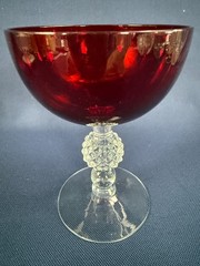 vintage Morgantown Glass Works clear/ruby champagne saucer GOLF BALL c.1931-1939