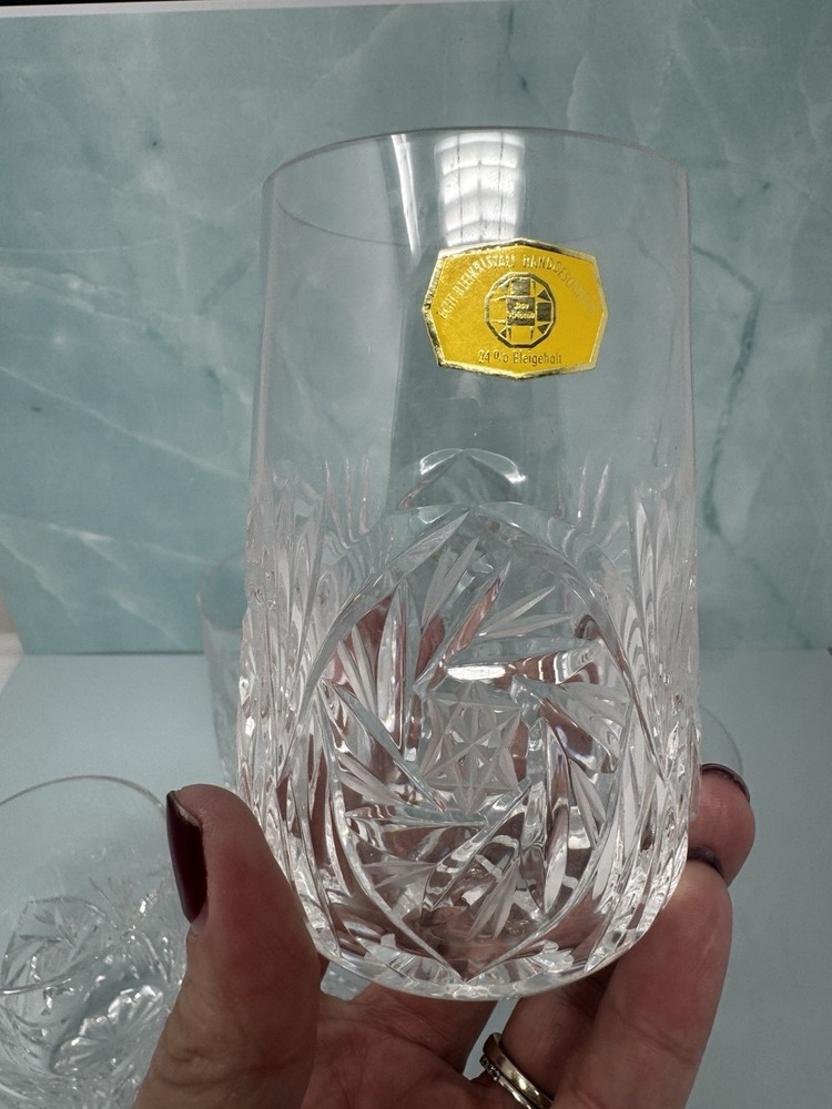 Vintage Bavarian 24% Lead Crystal Tapered Whiskey Tumbler Hand Cut