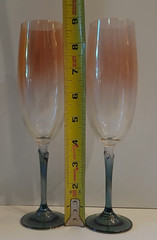 2 “Brigitte” By Colony, Elegant Glass, Iridescent Crystal Champagne Flutes