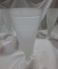 Set of 7 Vintage Indiana Glass Tiara Frosted Powder Horn Pilsner Beer Glasses