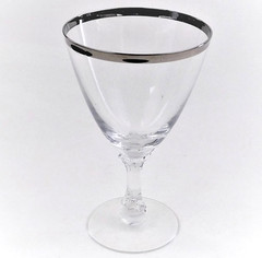 Fostoria Wedding Ring Claret Water Wine Glass Goblet Platinum Vintage USA