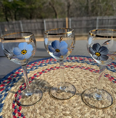 Mid 20th century Romanian Hand Crafted Wine Glasses,