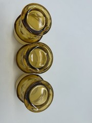 3 Vintage Anchor Hocking Amber Glasses Georgian Honeycomb Honey Gold 5″ t. 11oz.