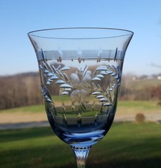 Tiffin Franciscan LINDA (Older) Cut Crystal Water Goblets Stem 17378 ~ Set of 7