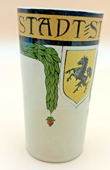 Antique Villeroy & Boch Mettlach Beaker Stadt Stuttgart Crest 1/4 L Ceramic Mark