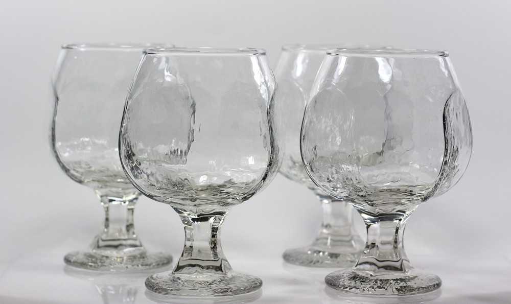 Vintage MCM Libbey Chivalry Clear Brandy Snifters Cognac Glasses Rare Set Of 4