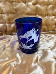 Art Nouveau Fenton Art Glass Victorian Mary Gregory Cobalt Blue Bedside Tumbler