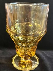 Vintage Anchor Hocking Topaz Amber Honeycomb 12oz Footed Stemmed Iced Tea Glass