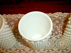Set of 3 Vintage Fenton White Milk Glass Hobnail Tumblers 5” Tall – Excellent