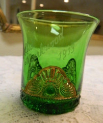 US Glass Colorado Lacy Medallion Tumbler “Mollie Markwood 1913” Excellent!