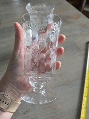 2 Vintage Fostoria Water Goblets Tumblers Morning Glory Etched Floral Gorgeous!