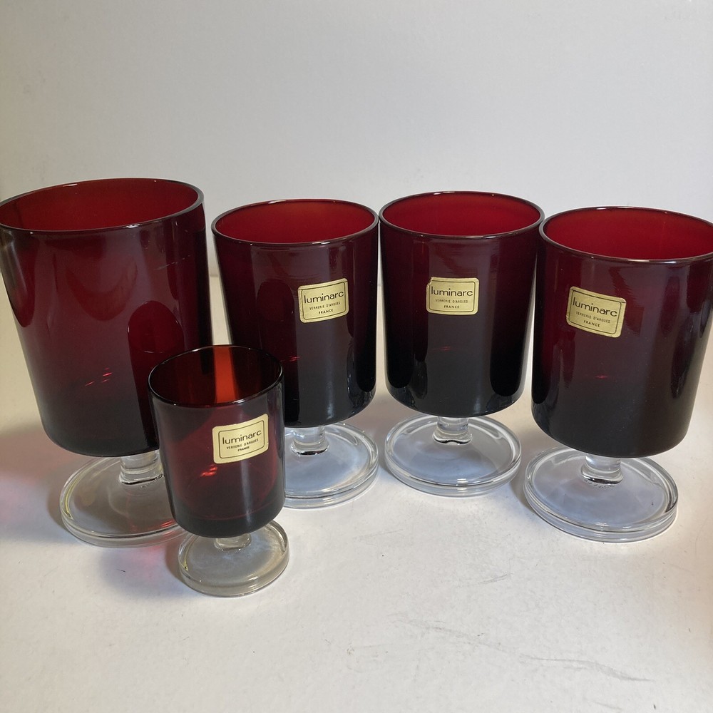 Lot of 5 Luminarc Glasses France Various Sizes – 4 New With Labels