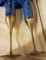 Lenox «True Love»» Champagne Flutes Set of 2 Toasting Glasses Silverplated Stem