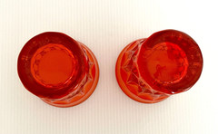 2 MCM Noritake Perspective Tangerine Orange 3.5″ Tall Glasses CADMIUM GLOW HTF