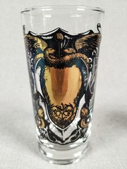 4 Vtg MCM Highball Glasses Goth Halloween Black Gold Intertwined Snakes Caduceus