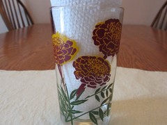 Vintage Boscul Marigold Peanut Butter Glass – 5 inches – name at top