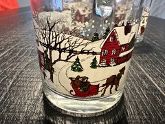 4 Libbey Currier & Ives Winter Scene Mugs Vintage Made In USA