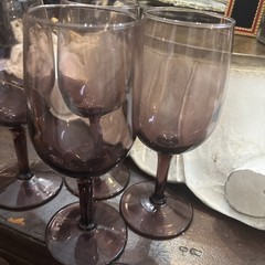 Retro Amethyst Wine Glasses Goblet Small Size 6in Set Of 4